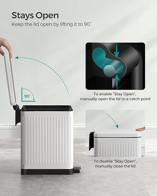 SONGMICS Bathroom Trash Can, 2.6-Gallon Trash Bin - Image 6