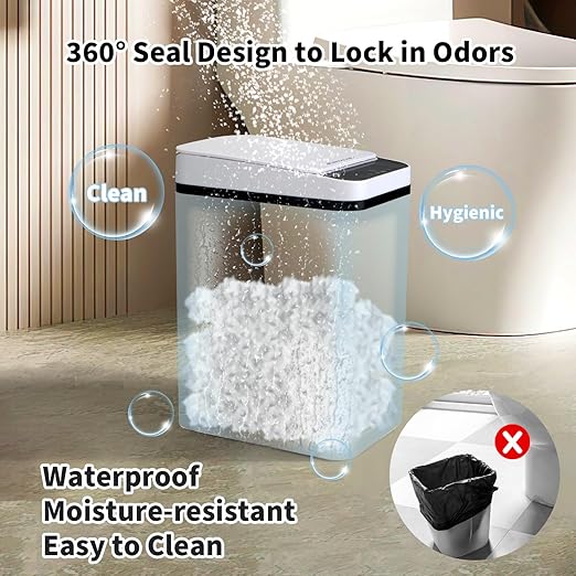 3 Pack Bathroom Trash Can with Lid, 2.5 Gallon Small Slim Trashcan, Automatic - Image 5