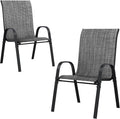 UDPATIO Patio Chairs Set of 2, Stackable Outdoor Dining Chairs with High Back, Breathable Textilene Fabric Outdoor Chair All Weather, 350LBS Capacity for Garden, Backyard (Dark Grey) by UDPATIO