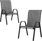 UDPATIO Patio Chairs Set of 2, Stackable Outdoor Dining Chairs with High Back, Breathable Textilene Fabric Outdoor Chair All Weather, 350LBS Capacity for Garden, Backyard (Dark Grey) by UDPATIO