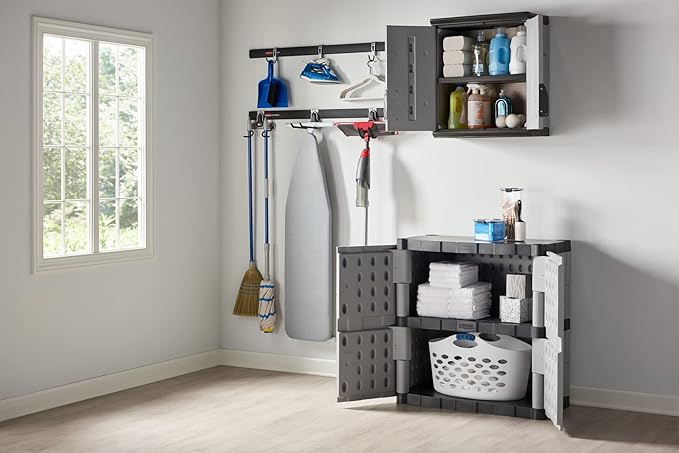 Rubbermaid Wall Mounted Storage Cabinet with Doors 150-Pound Capacity Gray Lockable Three-Shelf Cubbard for Tools/Car Accessories/Cleaning in Home/Garage/Outdoor Areas - Image 17