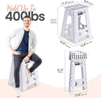 Delxo Folding Step Stool 17.5 Inch White Step Stools for Kids Foldable,Portable Collapsible Step Stool with Handle, Folding Stool for Kitchen Bathroom,Bedroom,Garden - Image 2