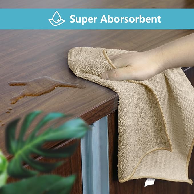 HOMEXCEL Brown Microfiber Cleaning Cloth, 8 Pack Cleaning Towels - Image 4