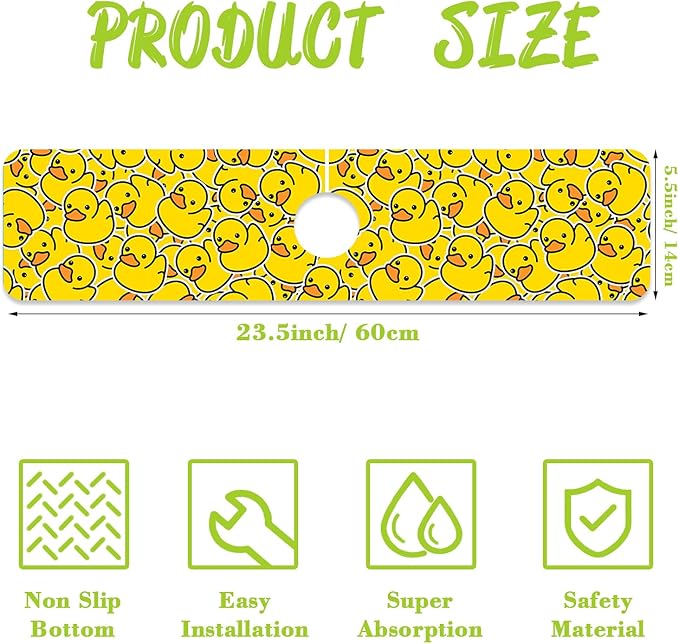 Sink Splash Guard Faucet Mat Rubber Ducky Absorbent Fast Drying Mat Sink - Image 2