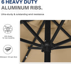 ABCCANOPY Durable Solar Led Patio Umbrellas with 24LED Lights 7.5FT with 6 Sturdy Ribs (Tan) - Image 6