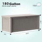 180 Gallon Outdoor Deck Box, Lockable Waterproof Outdoor Storage Boxes For Garden Tools,Indoor Cushions,Accessories Outside Storage Resin Weatherproof Container(Grey) - Image 2