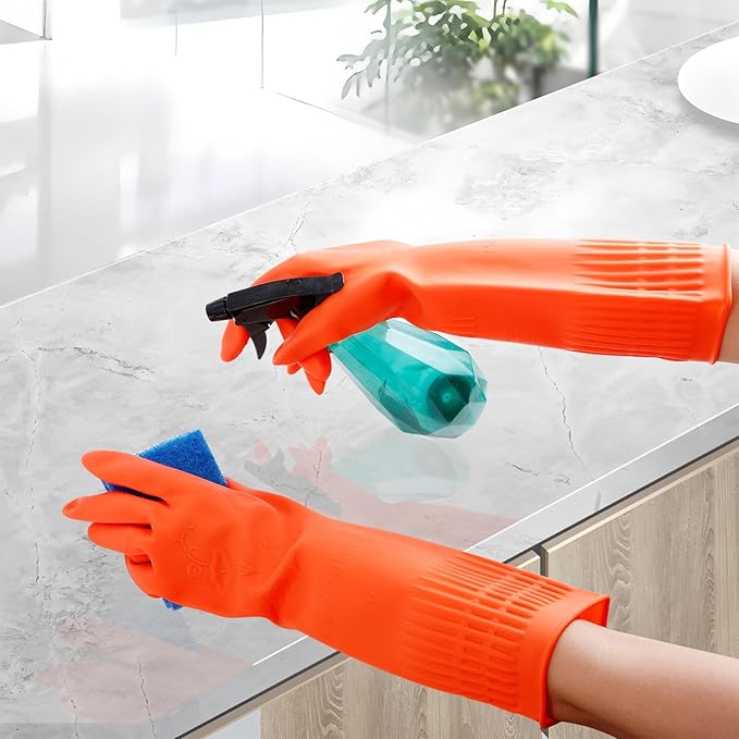 3 Pairs Rubber Dishwashing Gloves, Rubber Cleaning Gloves, Reusable Kitchen - Image 6