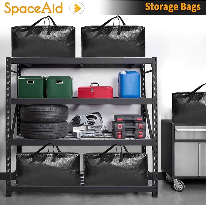 SpaceAid Heavy Duty Moving Bags, Extra Large Storage Totes W/Backpack Straps - Image 3