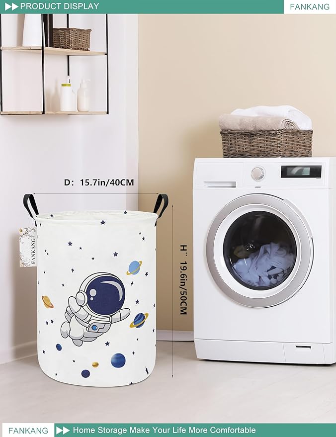 FANKANG Storage Basket, Nursery Hamper Canvas Laundry Basket Foldable - Image 2