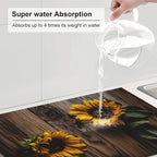 Sunflower Dish Drying Mat for Kitchen Counter Decor 18x24 Inch Floral Absorbent - Image 6