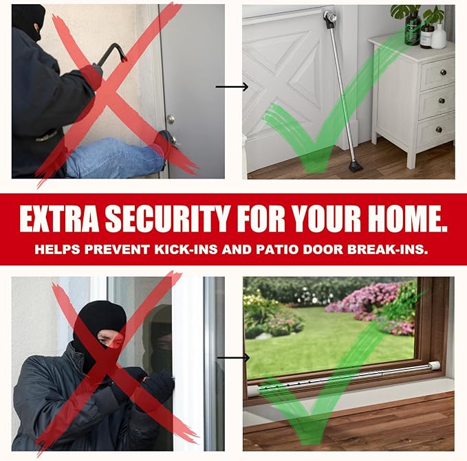Door Stoppers Security Bar, SECURITYMAN 3 in 1 Adjustable Door Security Bar & - Image 8