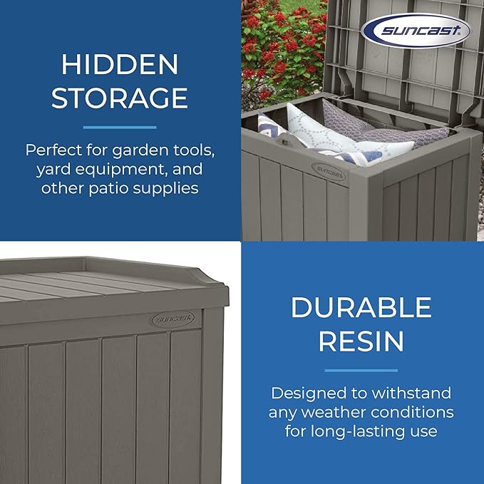 Suncast 2 Pack 22 Gallon Indoor or Outdoor Backyard Patio Small Storage Deck Box with Attractive Bench Seat and Reinforced Lid, Stone Gray - Image 9