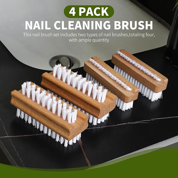 4 Pack Wooden Nail Brush - Image 4