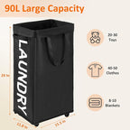 2 Pack Laundry Basket with Wheels, 90L Rolling Laundry Hamper with Wheels - Image 3