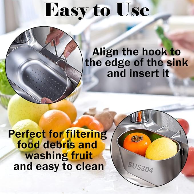 Stainless Steel Sink Drain Strainer Basket, Kitchen Sink Food Waste Filter and - Image 6