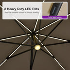 PURPLE LEAF 10 Feet Patio Umbrella with Base Outdoor Cantilever Solar Powered LED Swivel Square Umbrella Aluminum Offset Umbrella with 360-degree Rotation for Garden Deck Pool Patio, Beige - Image 5