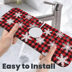 Christmas Snowflake Ho Red Black Buffalo Plaid Kitchen Sink Splash Guard Faucet - Image 6