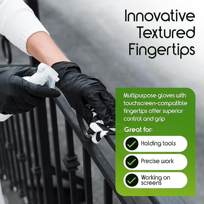 Inspire Black Nitrile Gloves HEAVY DUTY 6 Mil Nitrile Chemical Resistant - Image 7