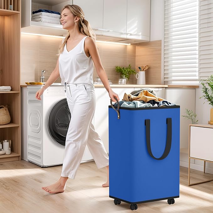 Laundry Basket with Wheels, Collapsible Laundry Baskets, Laundry Hamper with - Image 6