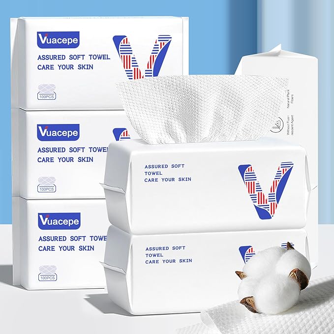 Disposable Cotton Facial Towels, Face Drying Towels by Vuacepe