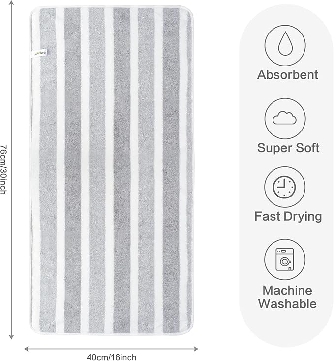 KinHwa Microfiber Hand Towels for Bathroom Soft and Absorbent Face Towels Grey - Image 3