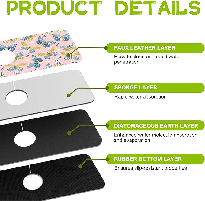 Kitchen Sink Splash Guard Faucet Mat Super Absorbent Fast Drying Mat Guard - Image 4