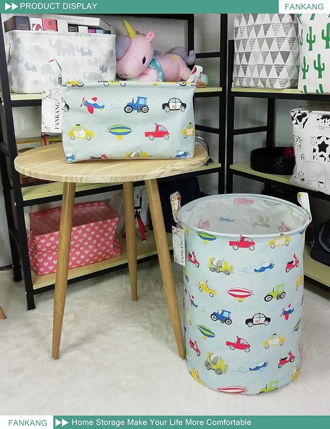 FANKANG Storage Basket, Nursery Hamper Canvas Laundry Basket Foldable - Image 3