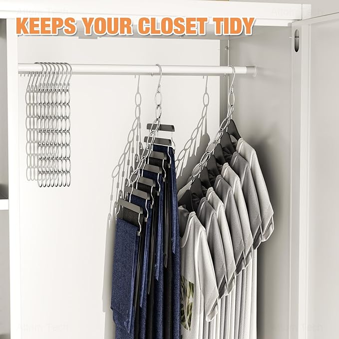 NiHome Clothing Chain Hanger 10-Pack, Metal Closet Organizer Space Saving - Image 4