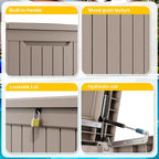 ROJIK Outdoor Storage Housing Deck Box - Waterproof Patio Furniture, Garden Tools, Cushions, Pool Accessories Storage Bench with Lockable Lid and Side Handles (Grey, 275 Gal) - Image 4
