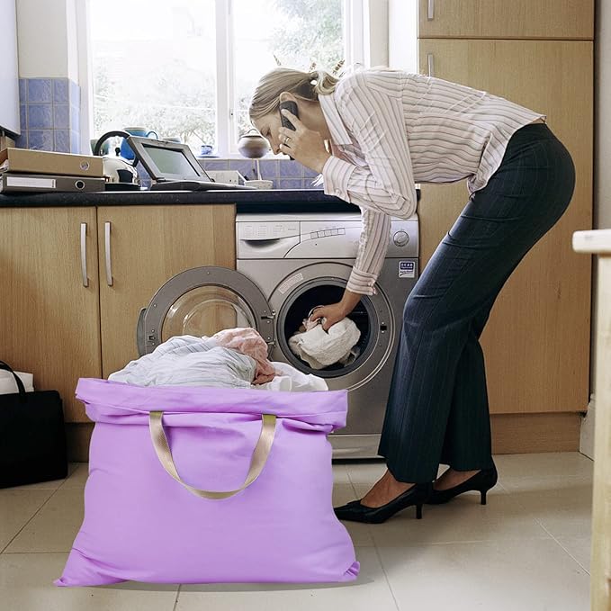 Cotton Canvas Laundry Bag with Handles & Drawstring Straps, Heavy Duty Extra - Image 6