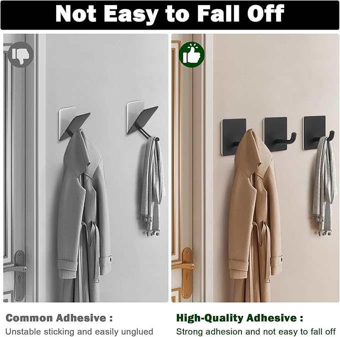 Livabber Adhesive Towel Hooks, 304 Stainless Steel Self Sticky Wall Hooks - Image 4