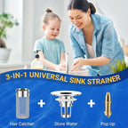 2PCS Bathroom Sink Stopper Strainer, Pop-Up Bathroom Sink Drain Strainer - Image 8