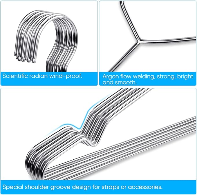 Fayleeko Wire Coat Hangers 40 Pack Strong Heavy Duty Stainless Steel Metal - Image 3