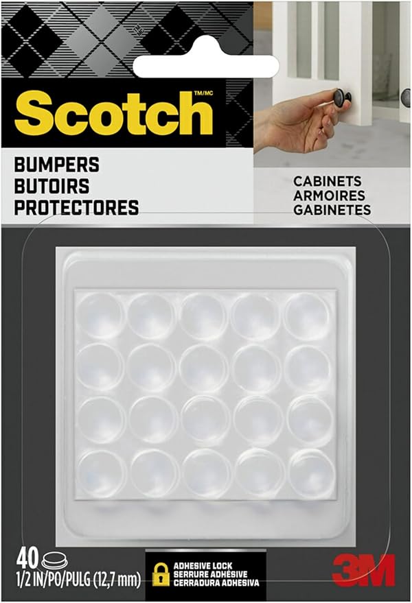 Scotch Clear Adhesive Bumper Pads 40 PCS, Self-Stick Rubber Pads 1/2" Round by ScotchBrand