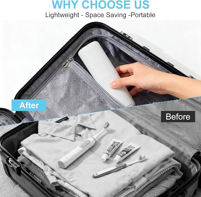 Travel Toothbrush and Toothpaste Case, 2 in 1 Gray Toothbrush Holder and Rinse - Image 3