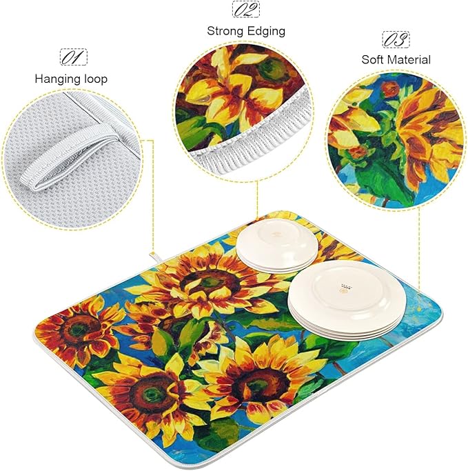 Super Absorbent Dish Drying Mat, Microfiber Fast-Drying Dish Mat, Kitchen Dish - Image 4