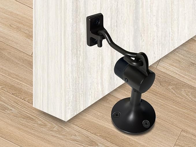 QCAA Door Stop, Solid Brass, Height 3-15/16", Matte Black, 1 Pack, Made in - Image 4