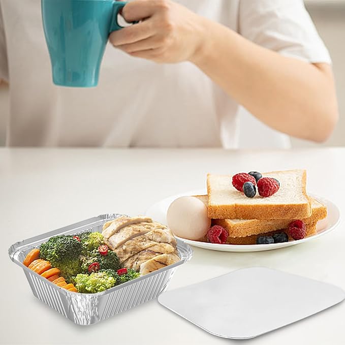 100 Pack 1 lb Disposable Aluminum Foil Pans Meal Prep Take Out Food Containers - Image 4