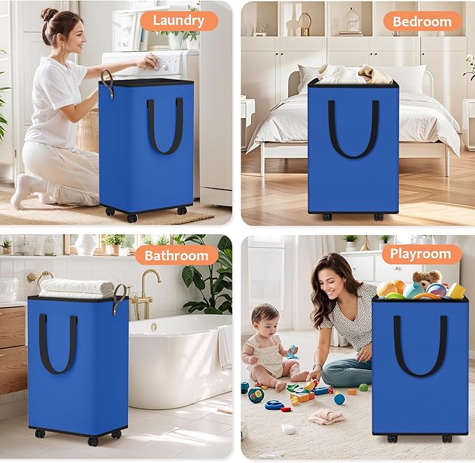 Laundry Basket with Wheels, Collapsible Laundry Baskets, Laundry Hamper with - Image 7