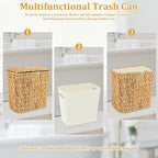 Wicker Trash Can with Lid and Liner, Handwoven Wicker Waste Basket, Water - Image 4