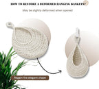 Hanging Fruit Large Basket Set of 3, Boho Wall Hanging Storage Basket - Image 4