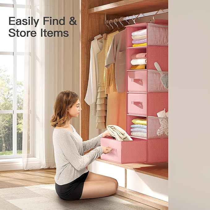 Pipishell Hanging Closet Organizer 6-Shelf, Hanging Shelves - Image 5