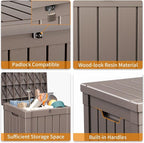 40 Gallon Resin Deck Box, Lockable Patio Outdoor Storage Box for Furniture, Garden Tools and Tools Storage, Waterproof Outside Storage Boxes - Grey - Image 5
