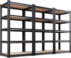 AOAORRG Set of 3 Garage Shelving Heavy Duty Storage Shelves, Metal Adjustable Shelving Unit, Utility Garage Organizer Shelf for Basement, Pantry, Kitchen, Warehouse, 31.5"W x 13.8"D x 71.2"H, Black by Unknown