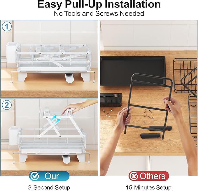 GSlife Large Dish Drying Rack 2 Tier, Expandable Kitchen Dish Drainer - Image 5
