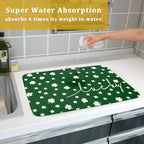 Giwawa St Patricks Day Dish Drying Mat Green Lucky Clovers Dish Drainer Mats - Image 7