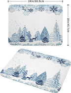 Giwawa Winter Blue Snowflake Dish Drying Mat Christmas Tree Kitchen Counter - Image 2