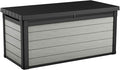 Keter Denali 150 Gallon Resin Large Deck Box with Double Wall 20mm Panels - Paintable and Drillable-Organization and Storage for Patio Furniture and Outdoor Items, Grey & Black by Keter