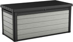 Keter Denali 150 Gallon Resin Large Deck Box with Double Wall 20mm Panels - Paintable and Drillable-Organization and Storage for Patio Furniture and Outdoor Items, Grey & Black by Keter