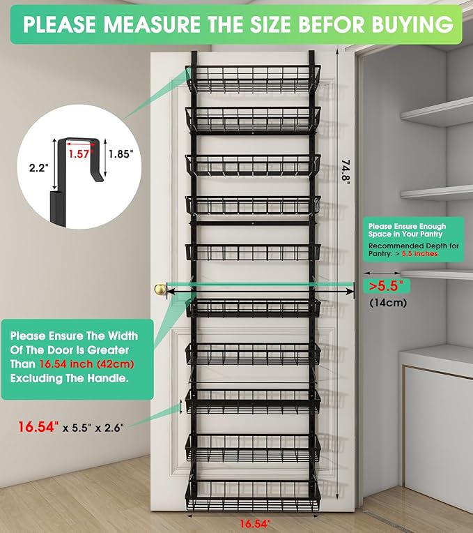 10-Tier Over The Door Pantry Organizer, Pantry Organization and Storage - Image 2